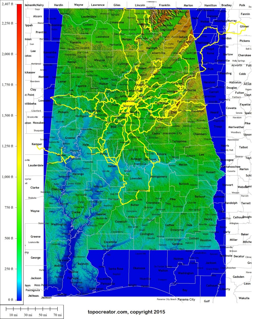 2015 training and race in Alabama. 42 of 67 Alabama counties covered, plus nearly 11,000 miles and 1,100,000 feet of climbing. (click to enlarge)